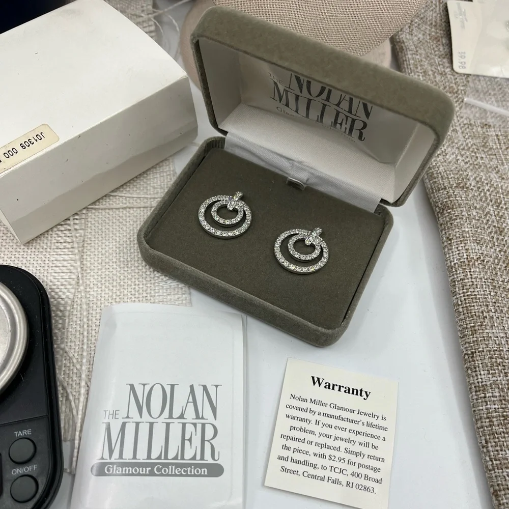 Nolan Miller Glamour Collection Pave Triple Circle Earrings w/ Box and Cert - Picture 3 of 17